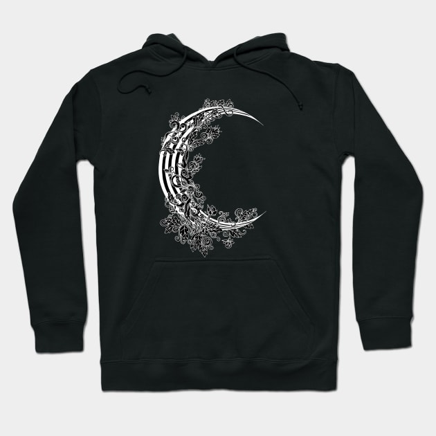 Striped Floral Moon at Midnight Hoodie by NicoleWhelan